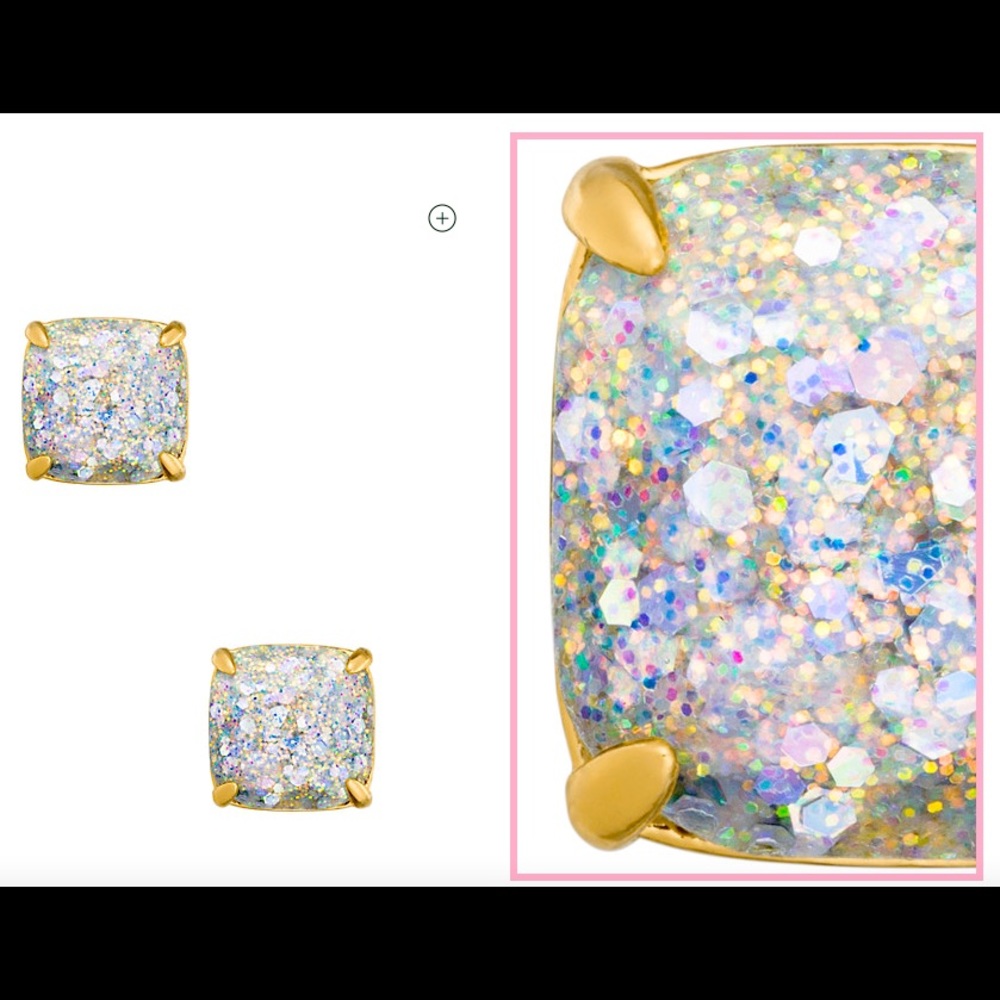 Kate Spade Glitter Small Square Earrings Opal Glitter